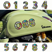 个性创意涂鸦数字0-9汽车贴纸摩托车头盔滑板行李箱装饰防水贴画