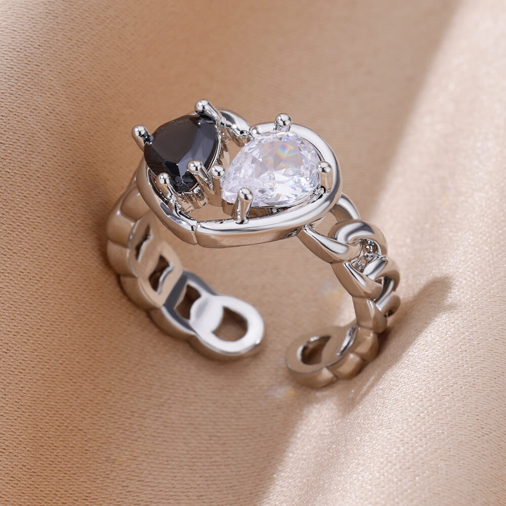 10g Weight Zircon Inlay Material Rings Classification Adjustable Ring Size 1 Piece Quantity Daily Occasion Copper Material Irregular, Heart Shape Pattern All Seasons Season Women's Gender Plating Design Elegant, Simple Style Style Wholesale Jewelry Elegant Simple Style Irregular Heart Shape Copper Zircon Plating Rings 32