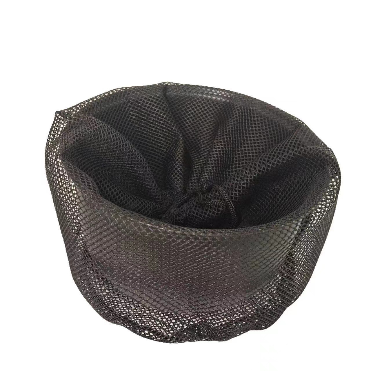 Bolsa de almacenamiento de malla grande transpirable Bolsa de cordón de poliéster Bolsa de malla negra con cordón de fondo redondo Bolsa de malla con cordón