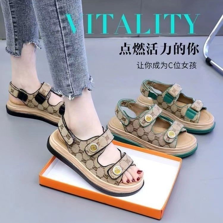 Foreign Trade Chanel Style Thick Bottom Sandals Fashionable All-match Soft Bottom Sandals Outer Wear Women's 2025 Summer New All-match Single-layer Shoes
