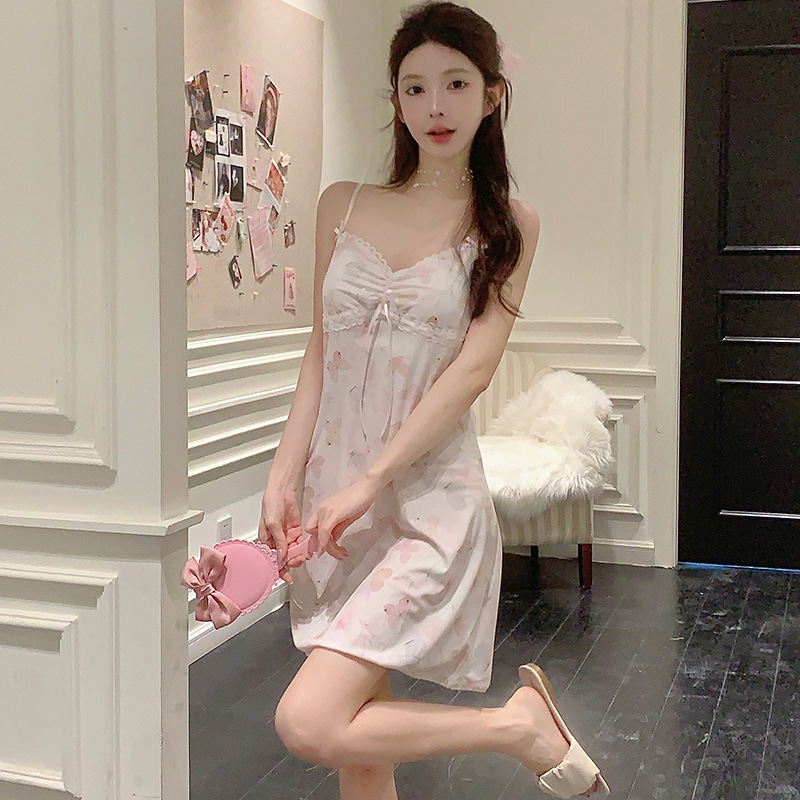 2024 pijama sexy de verano de mujer pijama de cabina gato frío moda chica pura con cojín de pecho vestido de cabina