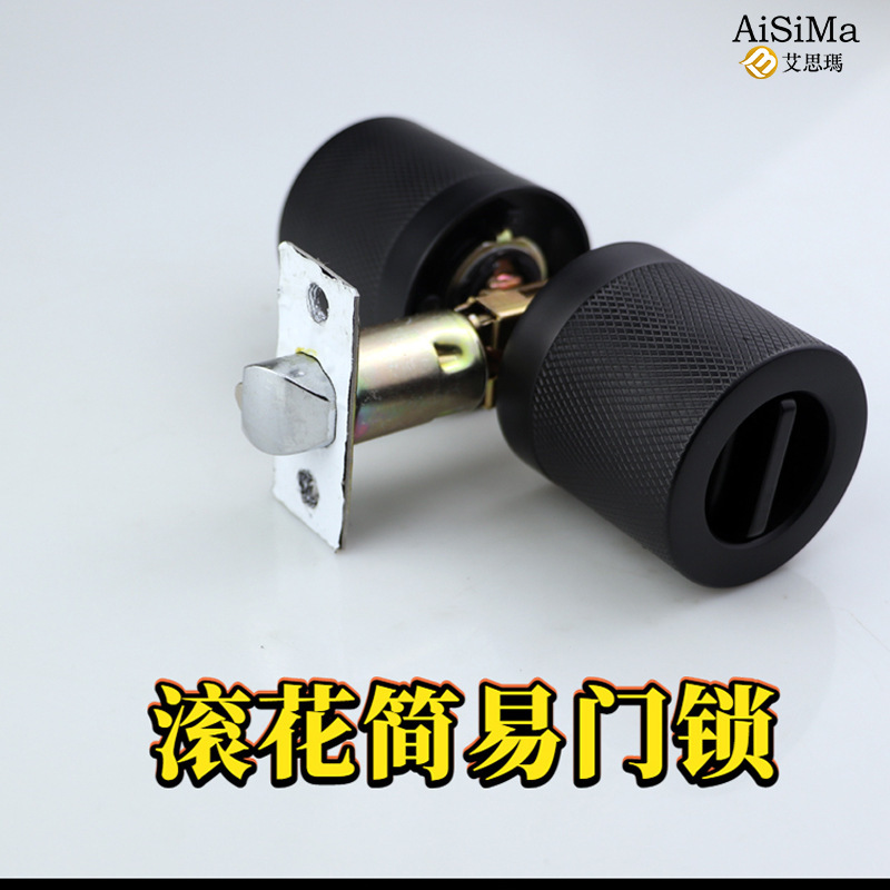 Zinc Alloy Simple Indoor Door Passage Lock Knurled Bedroom Door Lock Black Bathroom Bk Emergency Button Lock Zinc Alloy Simple Indoor Door Passage Lock Knurled Bedroom Door Lock Black Bathroom Bk Emergency Button Lock