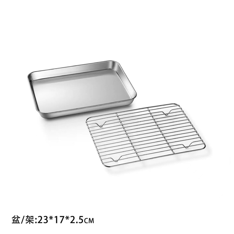304 ステンレス鋼の蓋付きスクエアプレート、オイルコントロールラック、業務用トレイ、デリカテッセンディスプレイ、バーベキューメッシュラック、排水および油濾過トレイ|undefined
