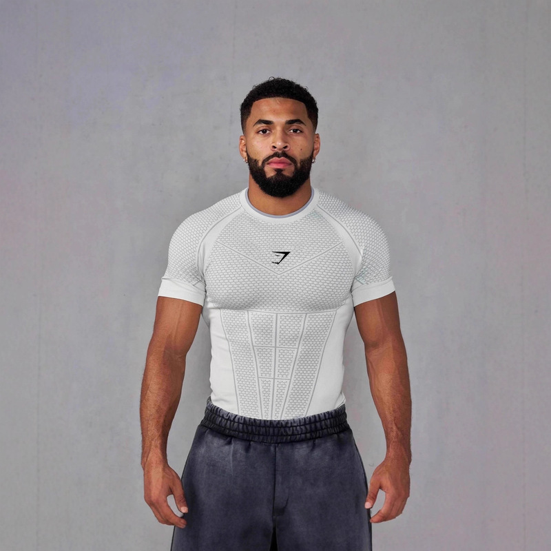 Gymshark New American Men's Tight T-Shirt Jogger Sports Fitness Running Training Quick-Drying Short-Sleeved