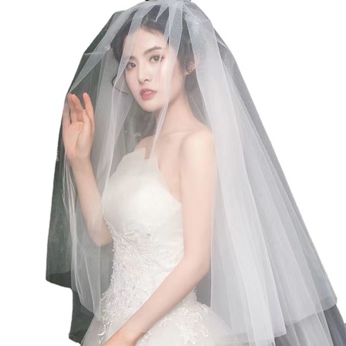 新款拖尾头纱面纱款新娘结婚头纱超仙头纱森系旅拍韩版超长头纱