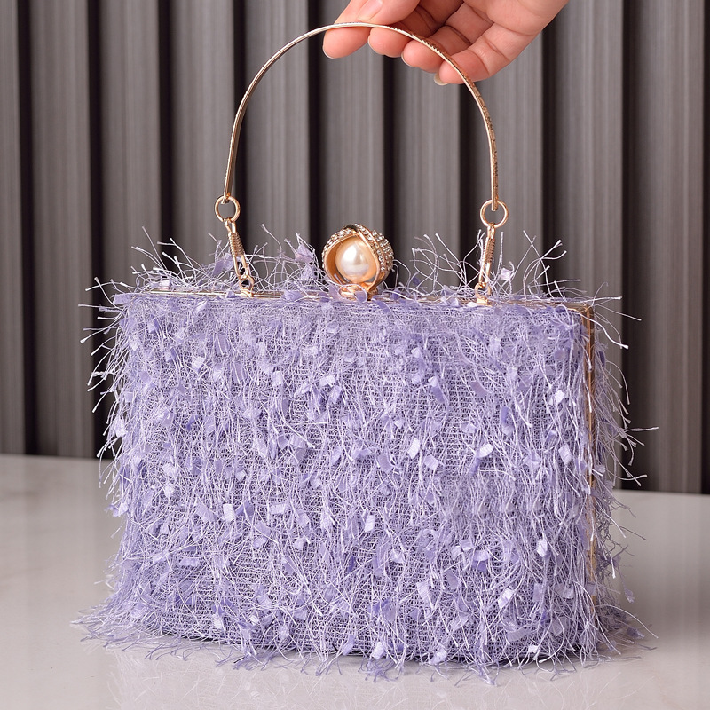 Nueva moda europea y americana borla bolso de noche bolsa de banquete portátil vestido especial bolsa hecha a mano bolsas de comercio electrónico transfronterizo