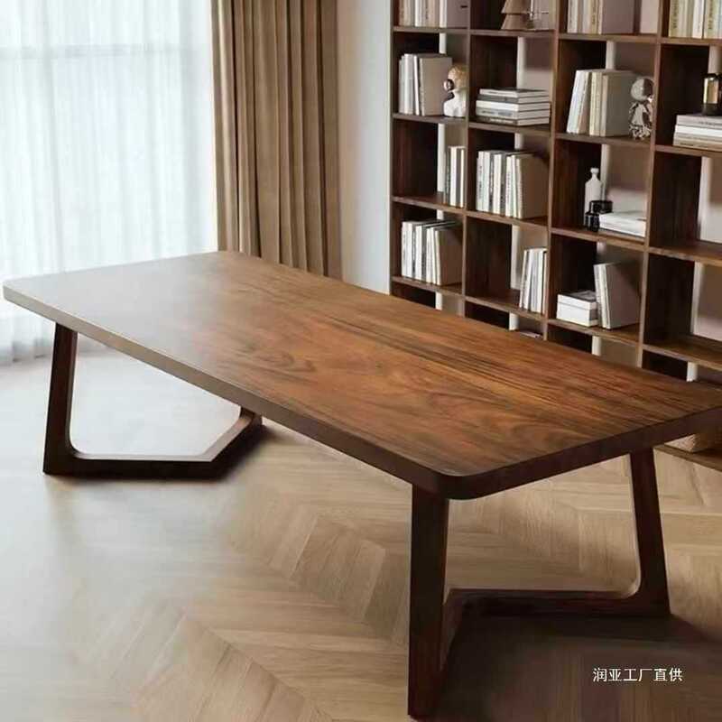 Customized North and South American Black Walnut Wood Computer Desk, Tea Table, Large Desk, Office Desk, Solid Wood Tabletop, Dining Table