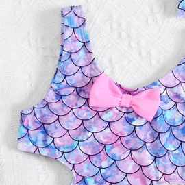 2022儿童泳衣渐变蝴蝶结连体泳衣跨境速卖通紧身可爱美人鱼泳装