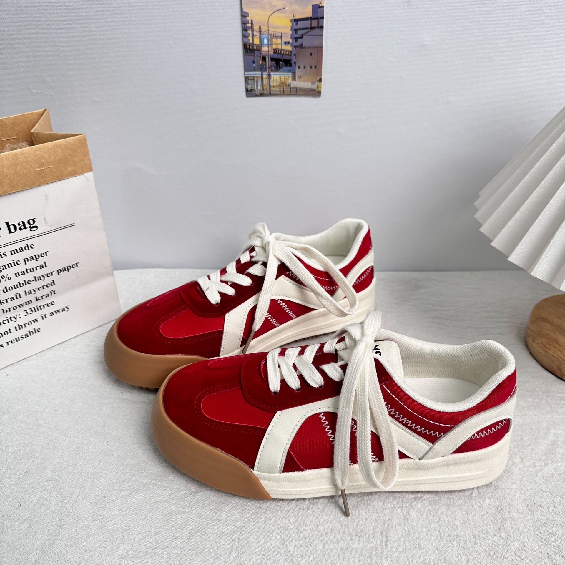 6644 retrógrado nicho de fondo grueso zapatos de entrenamiento de estilo alemán 2025 primavera nuevo lienzo de mujer zapatos deportivos elevados zapatos de skate