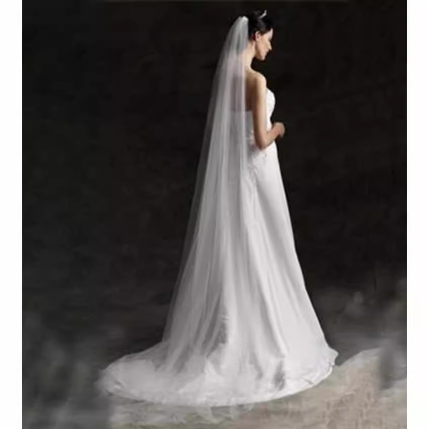 Eleganter Hochzeitsschleier mit Kamm – ein-/doppel-/dreilagig, 2 m/3 m/5 m Länge, weicher Tüll für Bräute_voghion.com
