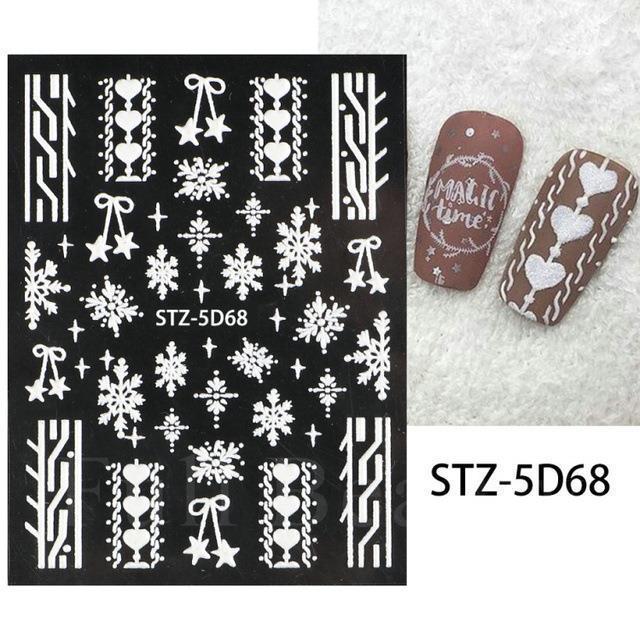 FULL BEAUTY越境ネイルシール冬クリスマス雪鹿頭サンタクロースレリーフネイルシール|undefined