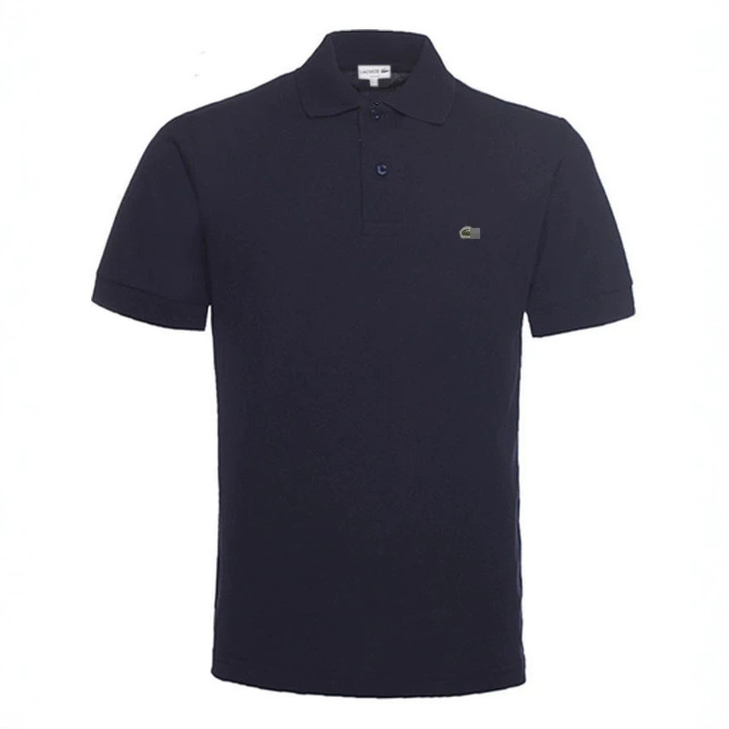 Cross-border best-selling pure cotton two-button French crocodile polo shirt for men with embroidered small fish logo, turn-down collar, short-sleeved t-shirt top Cross-border best-selling pure cotton two-button French crocodile polo shirt for men with embroidered small fish logo, turn-down collar, short-sleeved t-shirt top