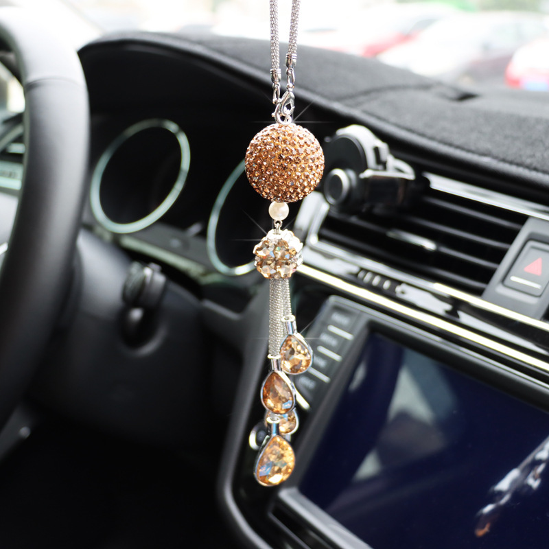 Car rearview mirror pendant metal pendant car Crystal Diamond Ball interior pendant car decoration rhinestone pendant ornaments