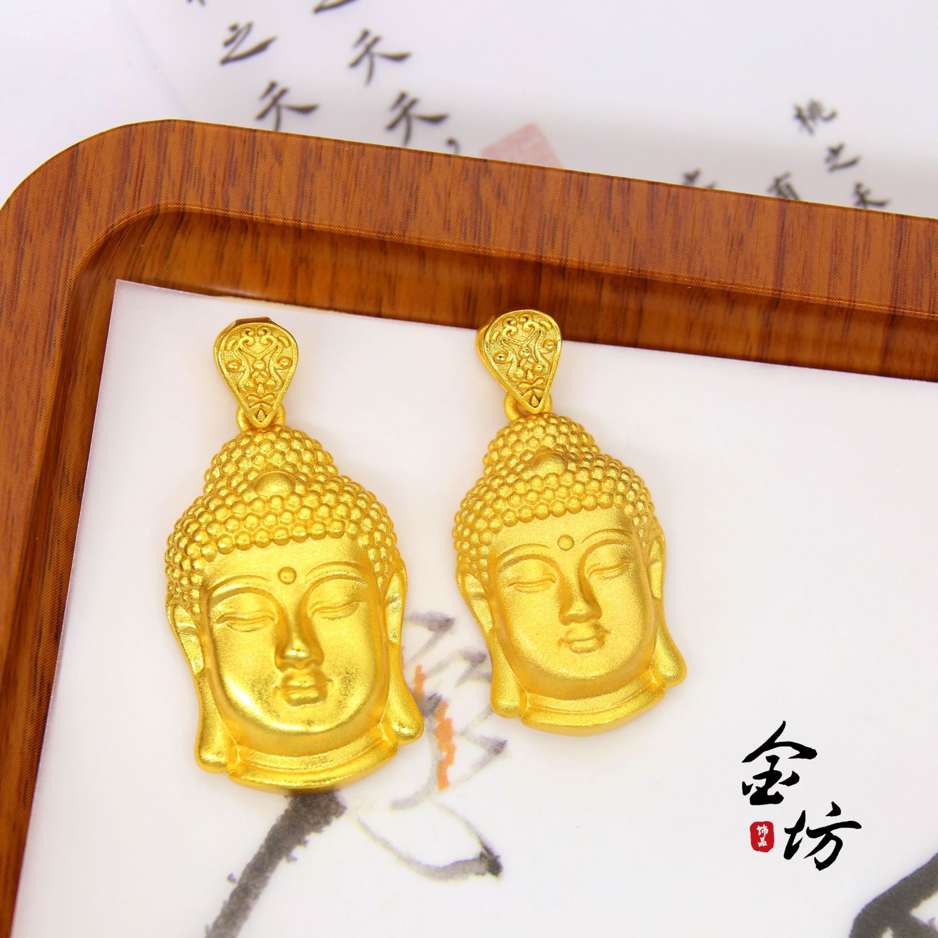 沙金古法如来佛头吊坠项链diy配饰弥勒佛挂坠女毛衣链子饰品批发