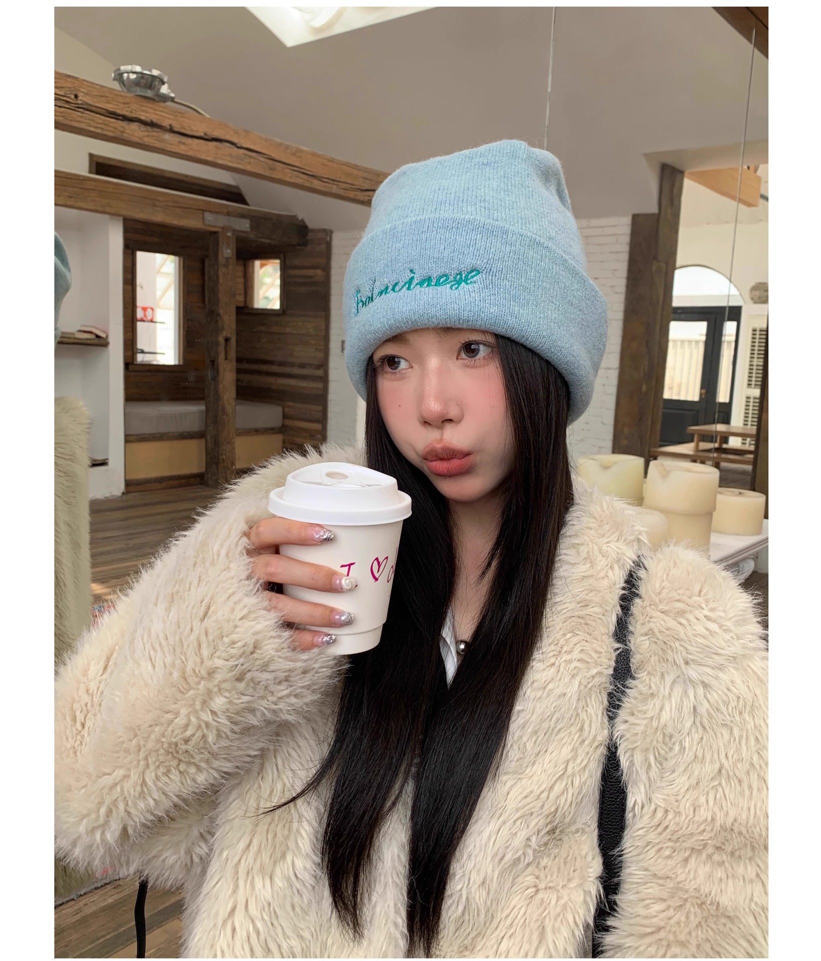 Embroidered Knitted Beanie Hat For Women Warm Wool Blend Winter Cap_voghion.com