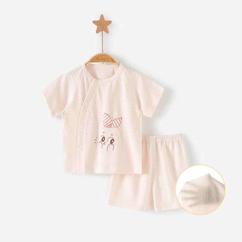 Bebé traje de verano de algodón fino de los niños de manga corta traje de dos piezas de la niña masculina recién nacido Ropa dividida Bebé Ropa de verano