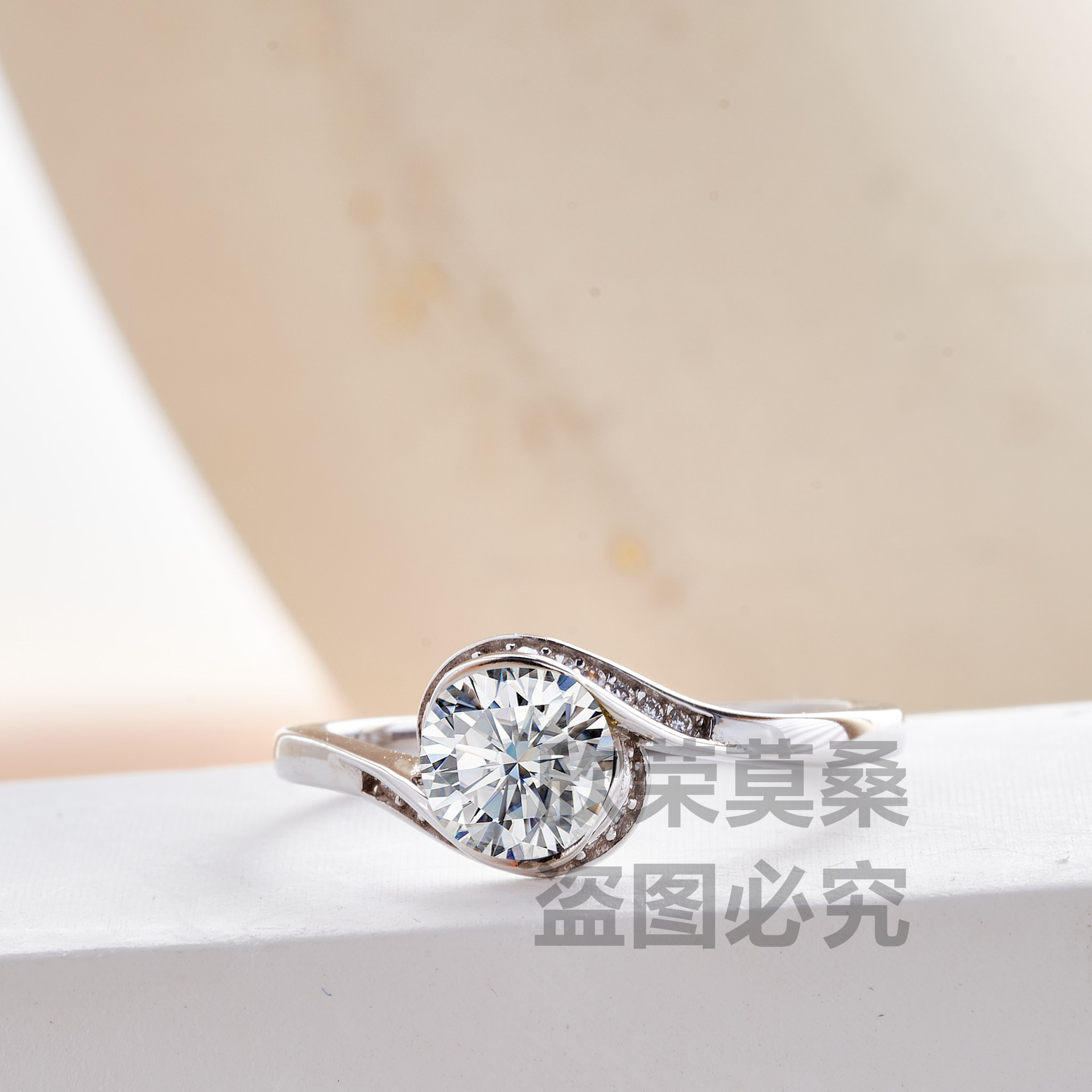 1CT anillo de piedra de color con certificado GRA tarjeta negra plata esterlina S925 anillo de comercio electrónico transfronterizo venta caliente