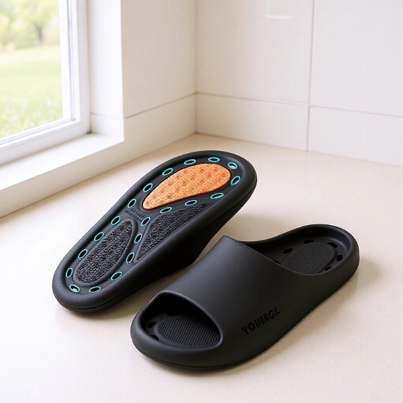 Non-Slip Water-Draining Bath Slippers Men, Indoor Home Use, With A Comfortable Feel, Bathroom-Specific EVA Top Quality Sandals For_voghion.com