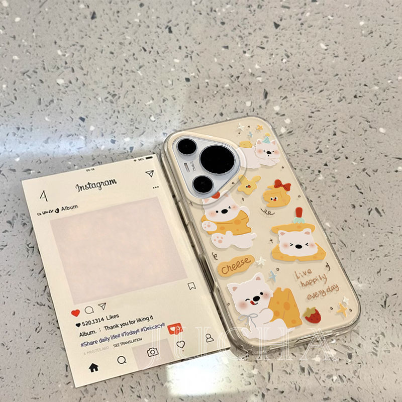 适用华为pura70pro手机壳ins风冷淡HUAWEIp60带支架甜品奶酪小狗|undefined