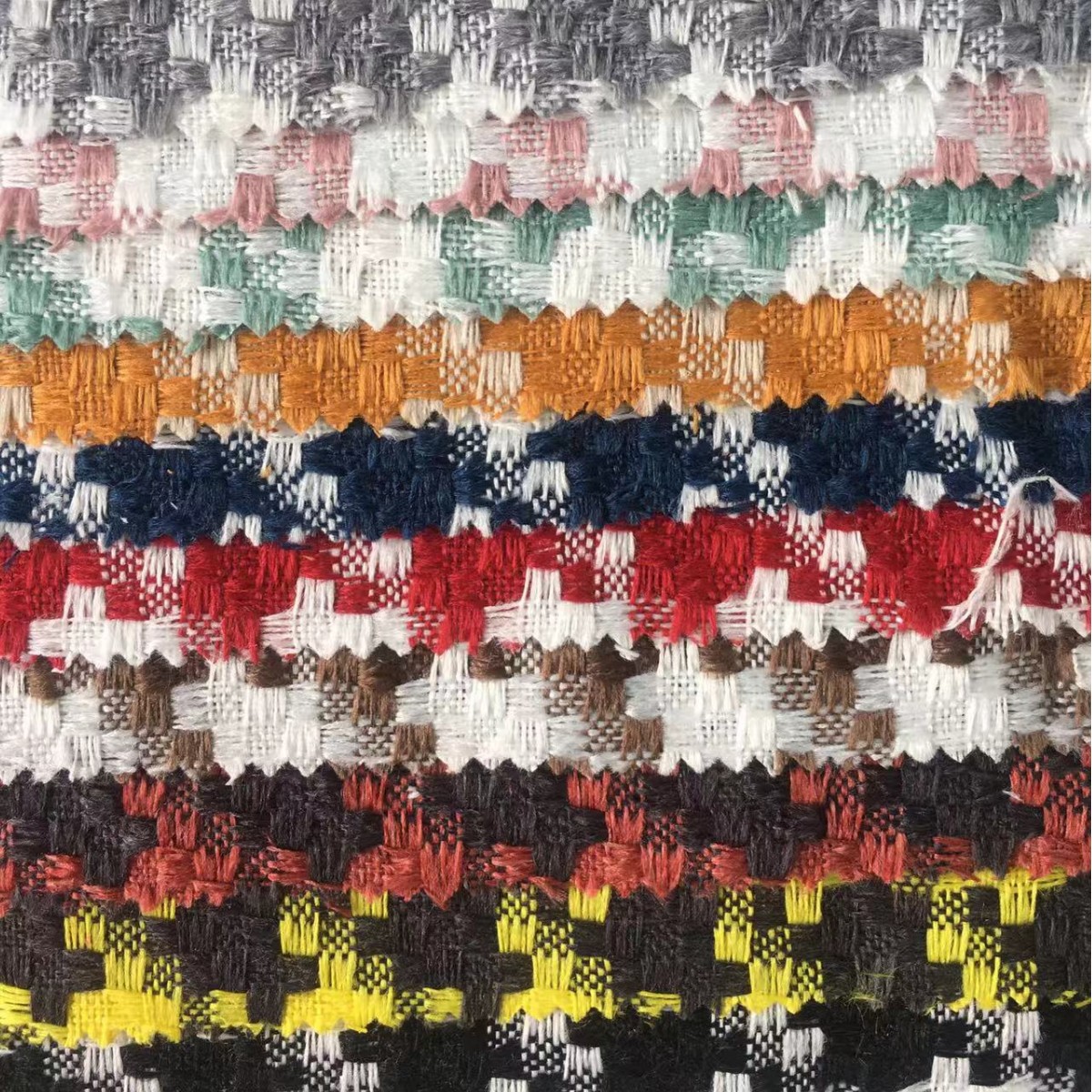 现货供应 仿麻色织风车格子 复合底 箱包 鞋材 工艺品面料