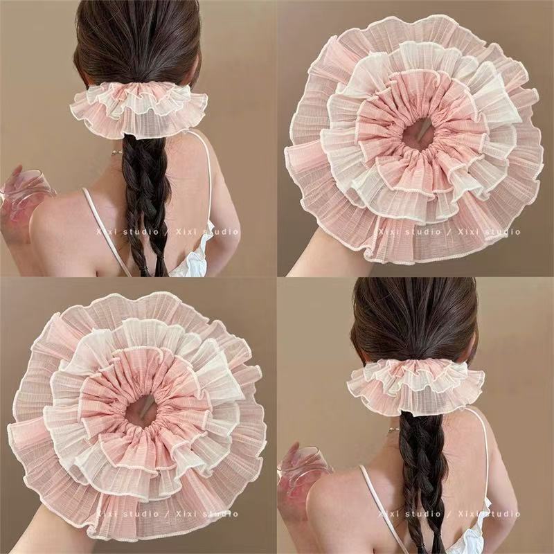 Chouchou en dentelle multicouche à volants style forêt, pour femme, nouveau chouchou surdimensionné haut de gamme et élégant_voghion.com
