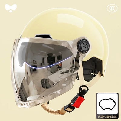 Motorcycle Helmet with Large Head – Motosiklet kaskı (dəbilqə) - 3c-mocha-apricot-electroplated-outer-long-double-mirror-new-national-standard-class-a-one-size
