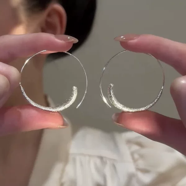 Casual Metal Style Frosted Hoop Earrings European and American Fashion Exaggerated Earrings with Light Luxury and High-End Versatile Earrings
