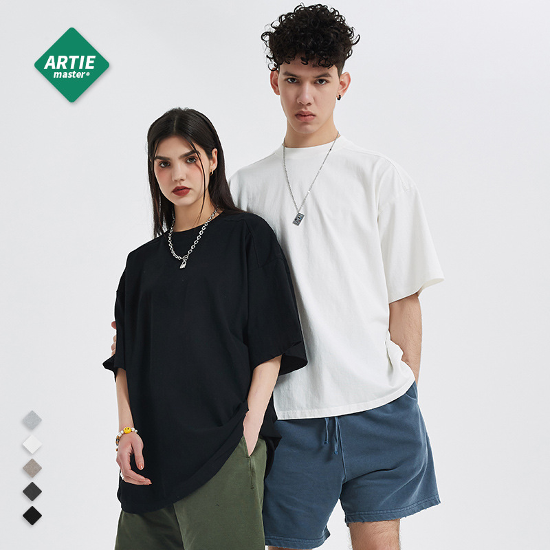 ARTIE ropa de hombre | High street fashion brand ropa de hombre 250g batik angustiado lavado camiseta de hombre suelta retro camiseta de manga corta de hombre