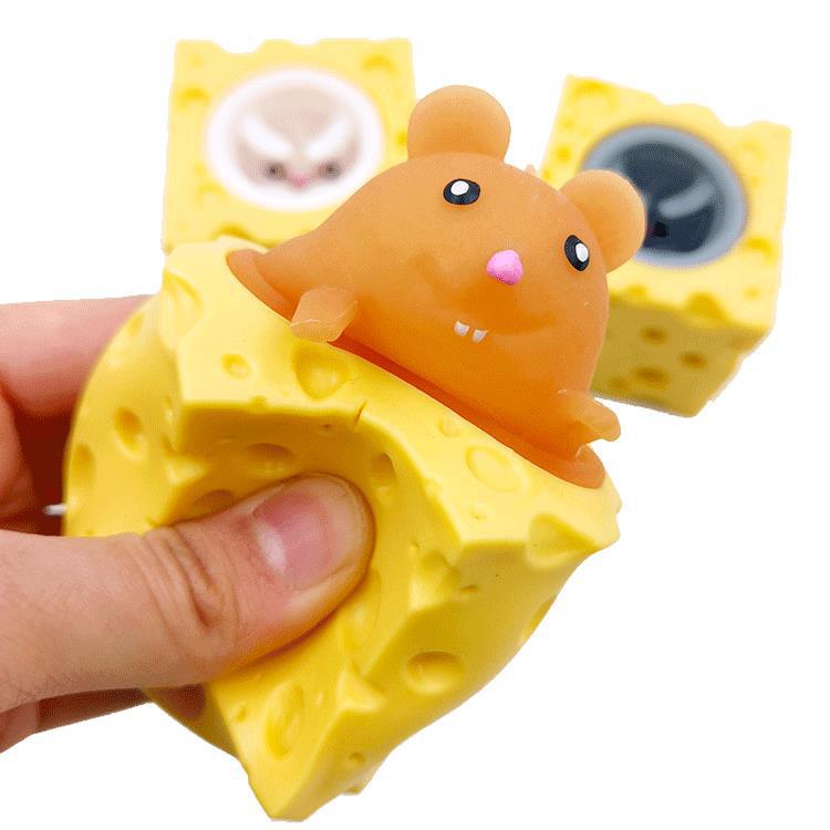 Cheese Mouse Cup Tpr Squeeze Toy Stress Relief Squirrel Cup Decompression Toy Wholesale in Stock Stress Relief and Educational