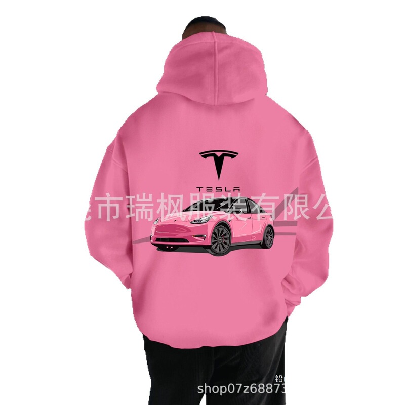 2025 Amazon Independent Station 3D Printed Tesla Cross-Border Hooded Sweatshirt Men's Popular 3D Sweatshirt Ready in Stock