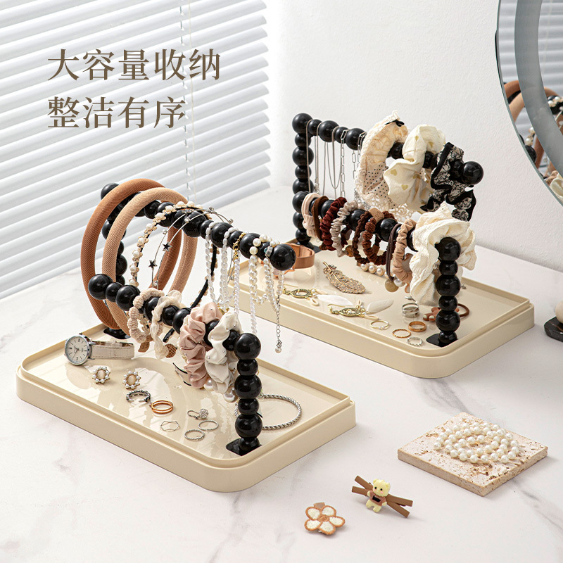 新款饰品展示架家用梳妆台发圈手链复古首饰架防尘透明发饰展示盒|undefined