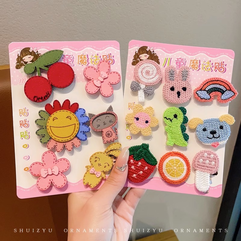 El pelo roto de las niñas artefacto de dibujos animados Velcro bebé de las niñas Linda horquilla sin costuras no duele el pelo flequillo accesorios para el cabello pegajoso