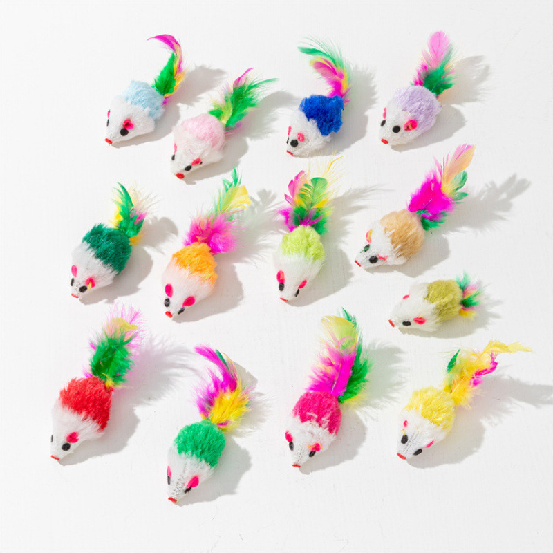 Pet Supplies Manufacturer, Simulated Plush Mouse Doll Set, Feather Mouse, Scratch-Resistant, Bite-Resistant and Teething Cat Toy