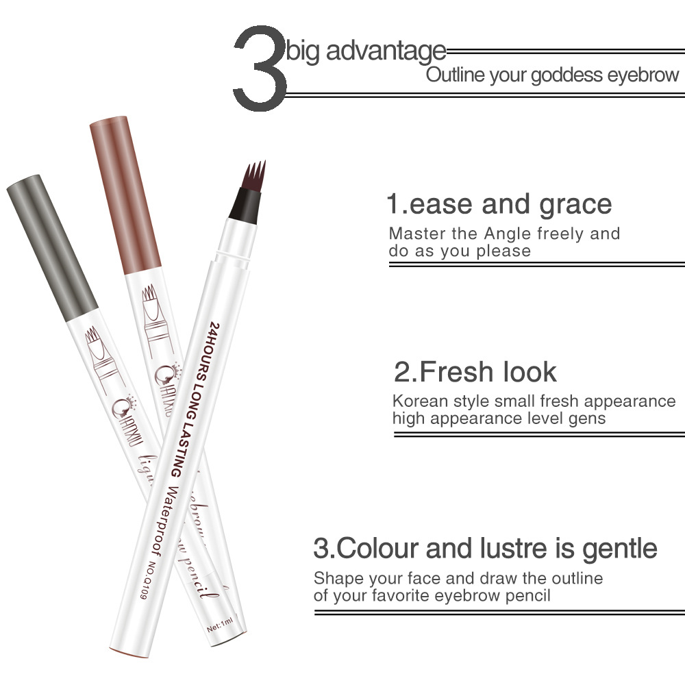 A best-selling four-fork liquid eyebrow pencil for foreign trade, waterproof and non-smudge, extremely fine 4-fork water eyebrow pencil, wild eyebrow factory direct sales undefined