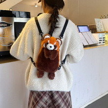 跨境卡通动物毛绒双肩包可爱小浣熊斜挎包动物园纪念品礼物背包