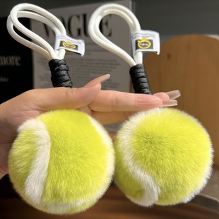 Real Rex Rabbit Fur Car Keychain Pendant Plush Baseball Backpack Decoration Gift Plush Keychain