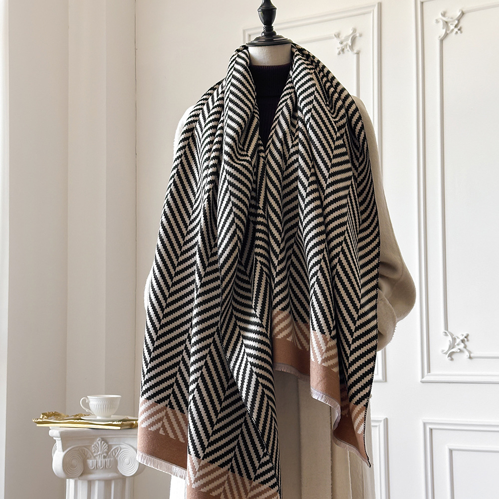 Nuevo paisaje Jacquard imita bufandas de cachemir para mujeres con aire acondicionado sala de chal de otoño y invierno grueso calentamiento largo babillo transfronterizo