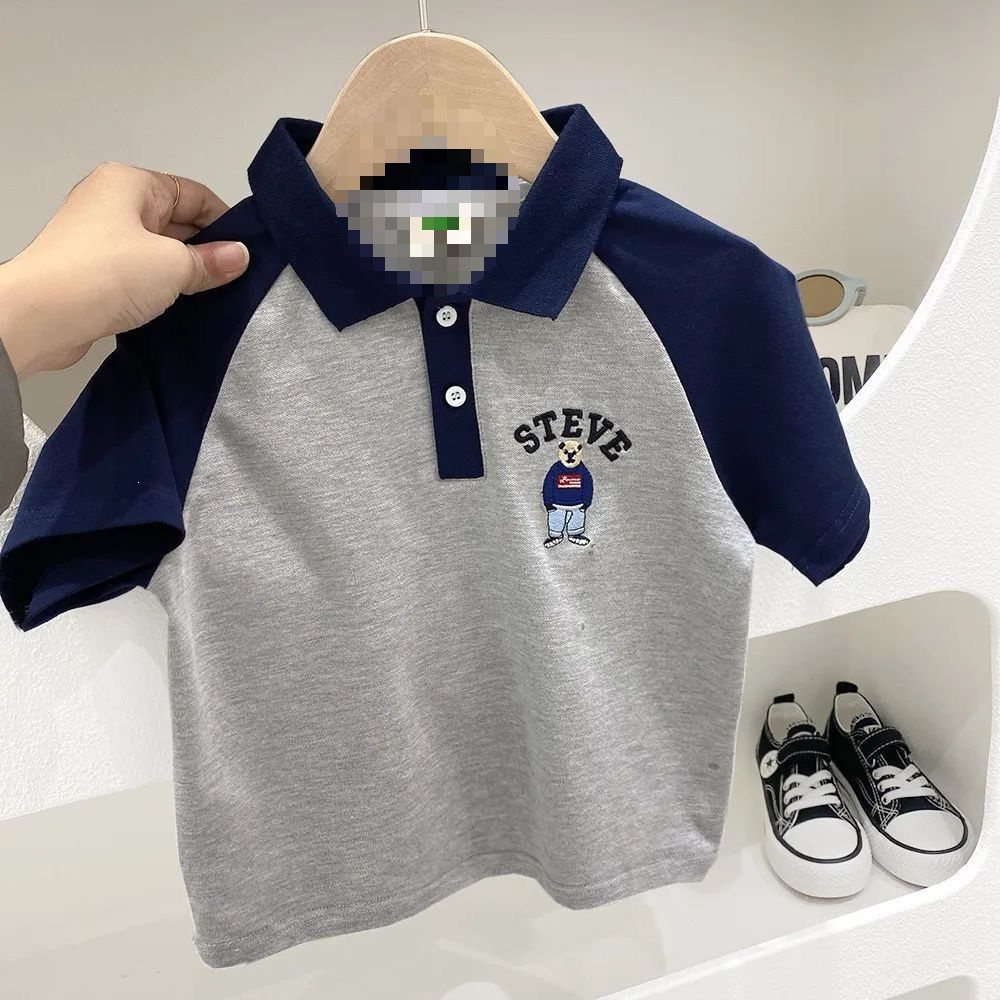 Children's Polo Shirt Short Sleeve Summer Boys Girls Turn-Down Collar T-Shirt Baby Summer Thin Casual Top for Medium and Large Children
