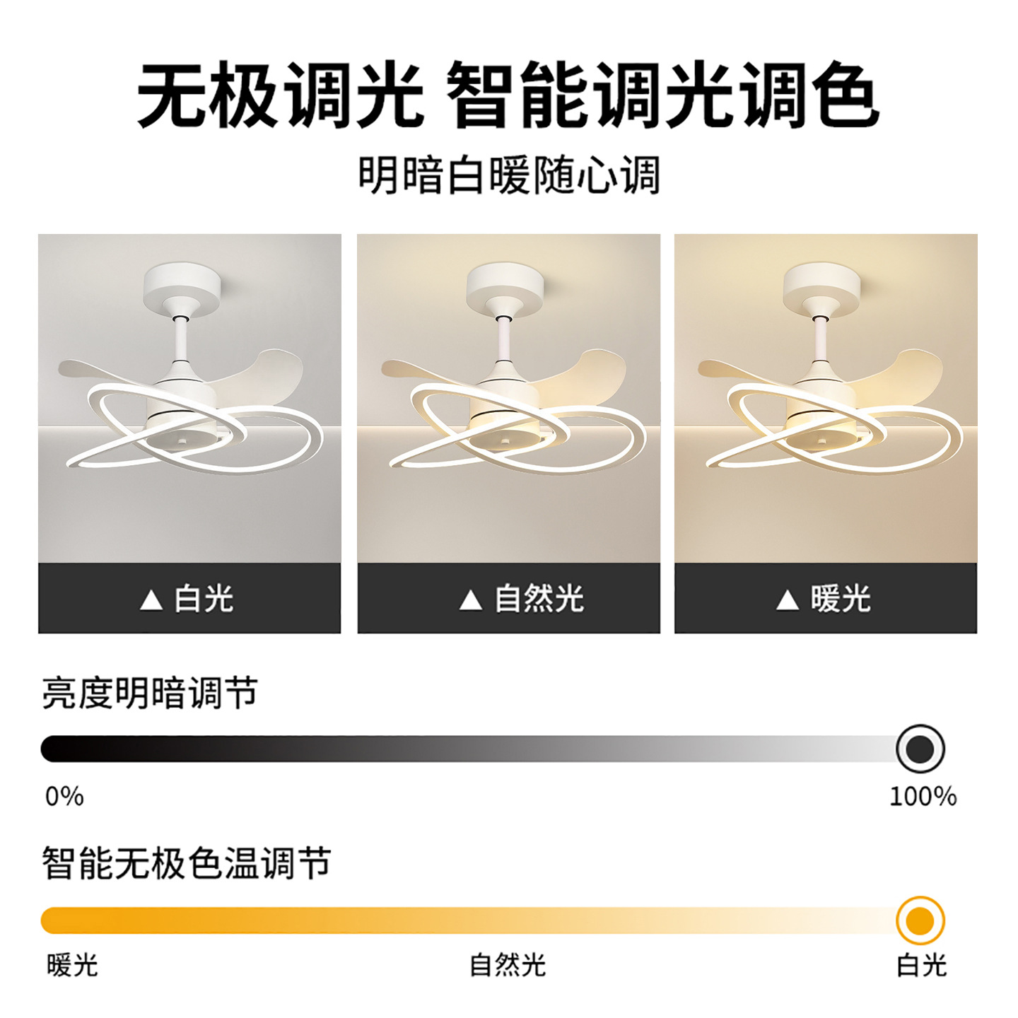 Comedor en una lámpara de ventilador moderno y simple inteligente ventilador de voz 2026 nueva lámpara de ventilador Zhongshan 703L image 3
