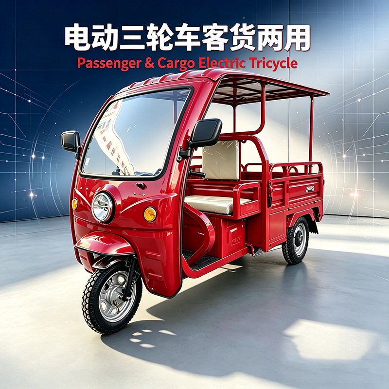 Triciclo eléctrico integrado para pasajeros y mercancías de doble uso de doble fila de doble asiento simple para uso agrícola de carro de galpón doméstico de batería para sustituir