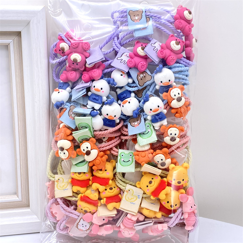 Tarjeta Linda cuerda de pelo de animal dulce niña corazón 2022 nueva cabeza cuerda de goma cubierta de cuero japonés y coreano