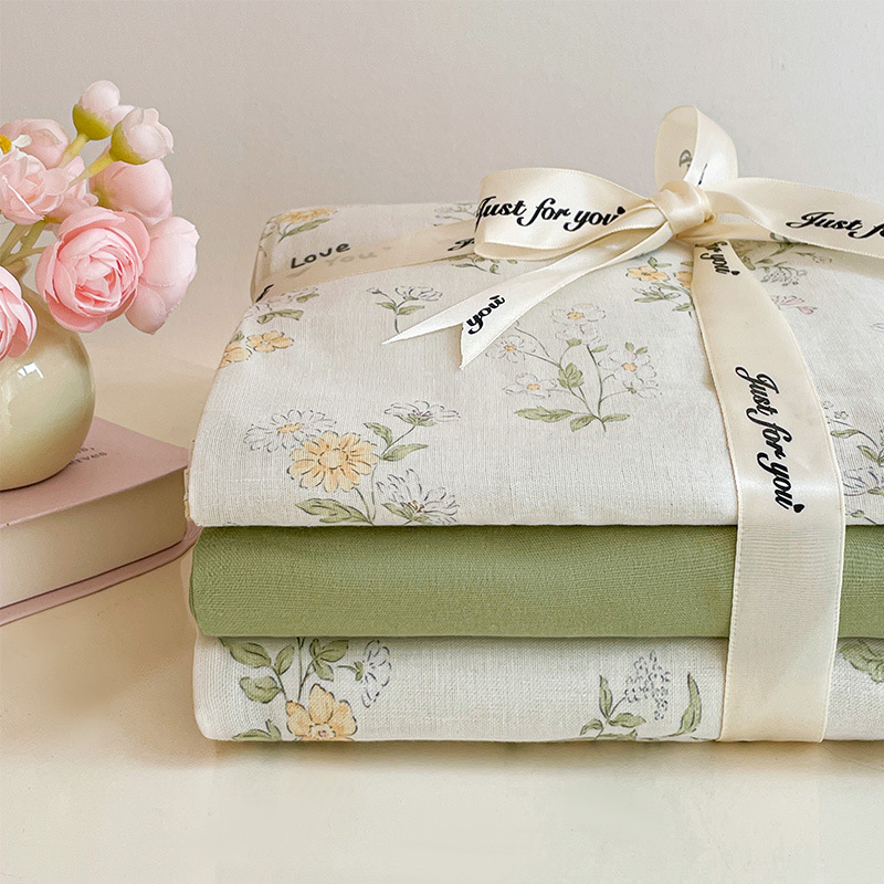 Nuevo juego de cuatro piezas de cama de hilo de doble capa Clase A, algodón puro, 2025, nuevo juego de sábanas con funda de edredón, ropa de cama de tres piezas