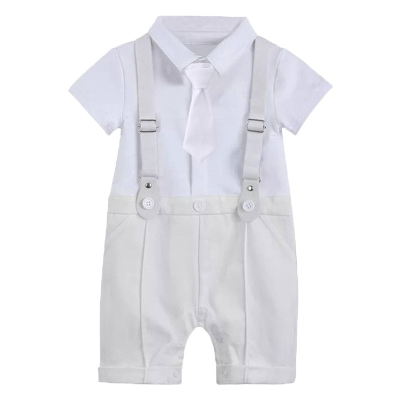 Summer Kidsren's Gentleman's Dress Gift Box Short-Sleeved One-Piece Romper Vest Hat Set Infant Clothing Washing Dress