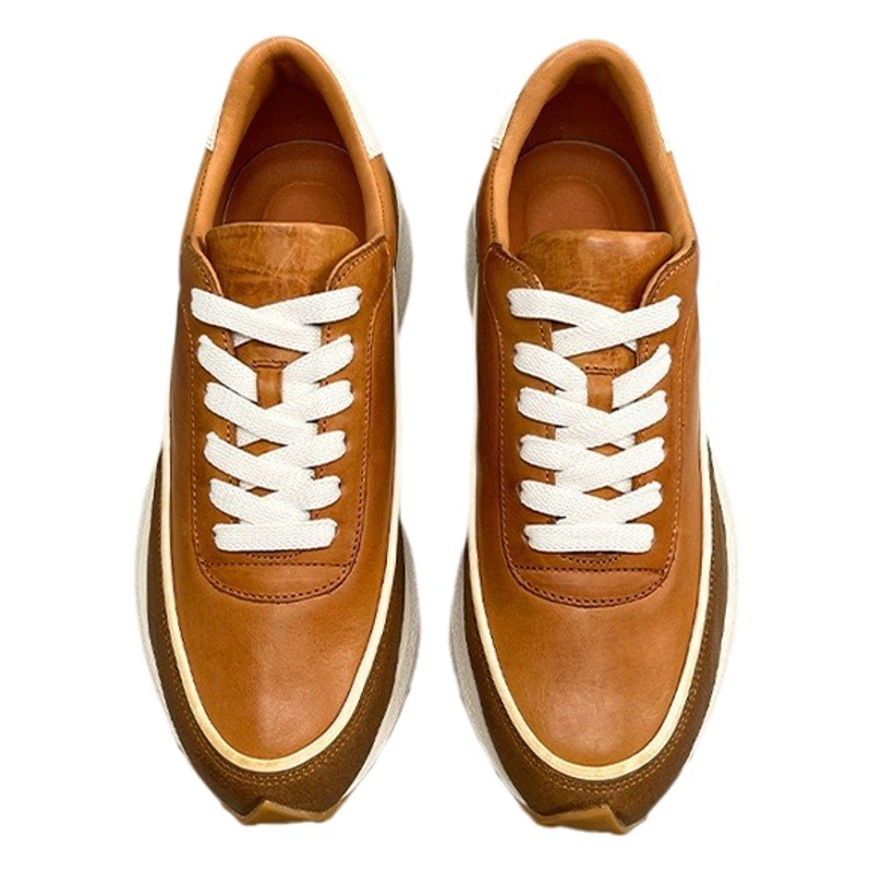 Европейская станция Гуанчжоу повседневная обувь мужские из натуральной кожи, новые летние кроссовки, дышащая мужская обувь, толстая подошва, аргановая обувь в стиле ретро