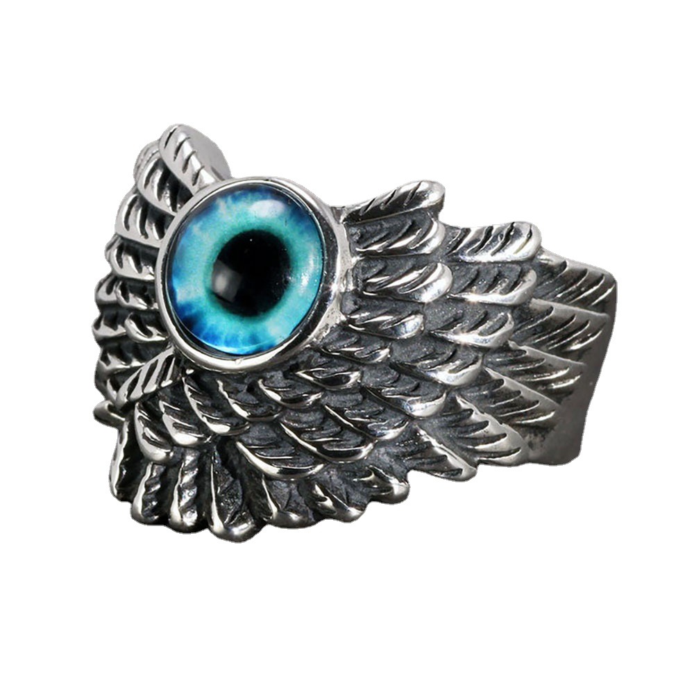 Verstellbarer Blauer Evil Eye Ring Aus Legierung Für Damen_voghion.com