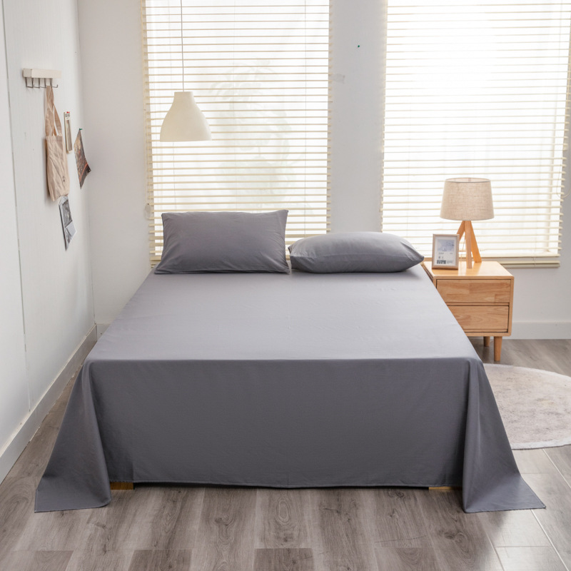 Sábanas de estilo japonés de algodón sólido de color sólido, sábanas de agua de lavado de piel, sábanas de cama de algodón sólido desnudo para dormir se pueden personalizar como una sola pieza de sábanas de grado madre e infante.
