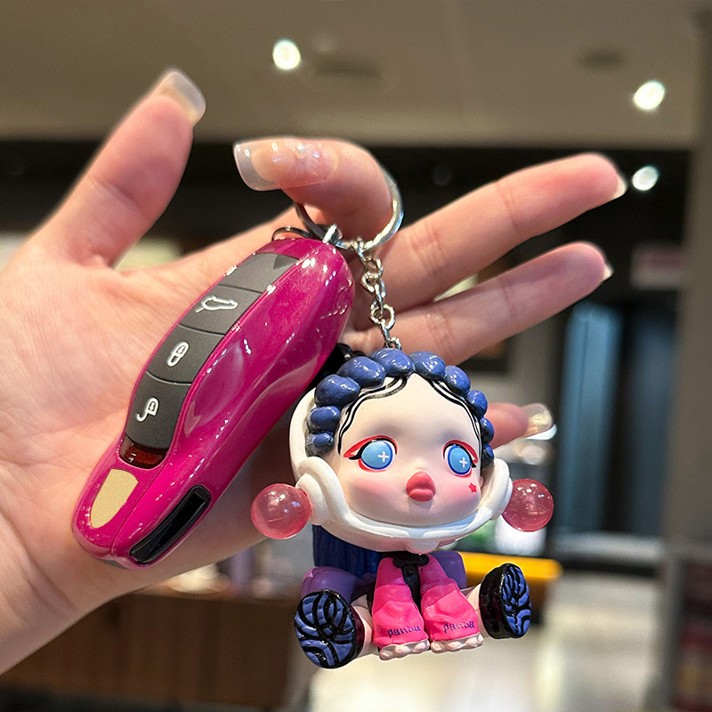 Adecuado para Porsche Star rojo rubí caso clave Bayan Macan Palmela Taycan muñeca colgante