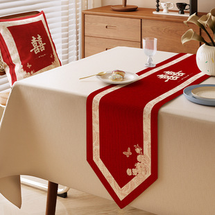 Wedding Table Runner Red Wedding Long Dining Table Cloth Fabric Living Room TV Cabinet Chipper Cover Cloth Shaped Coffee Table Cloth
