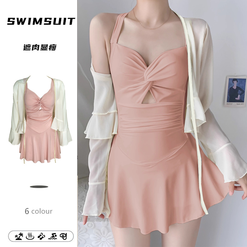 Pink 8407-swimsuit+b1 blouse