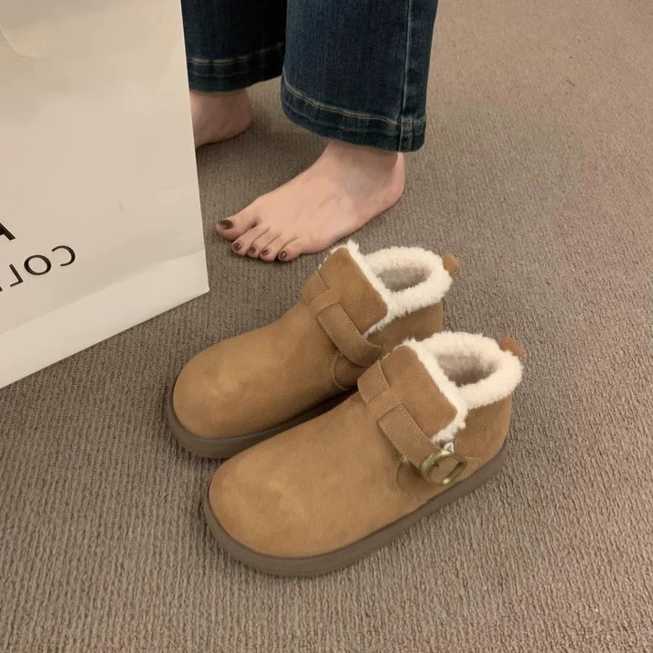 [FanGui] зимние сапоги для женщин 2023 новые зимние повседневные ботинки Boken на платформе на флисовой подкладке, теплые ботинки из двух хлопка